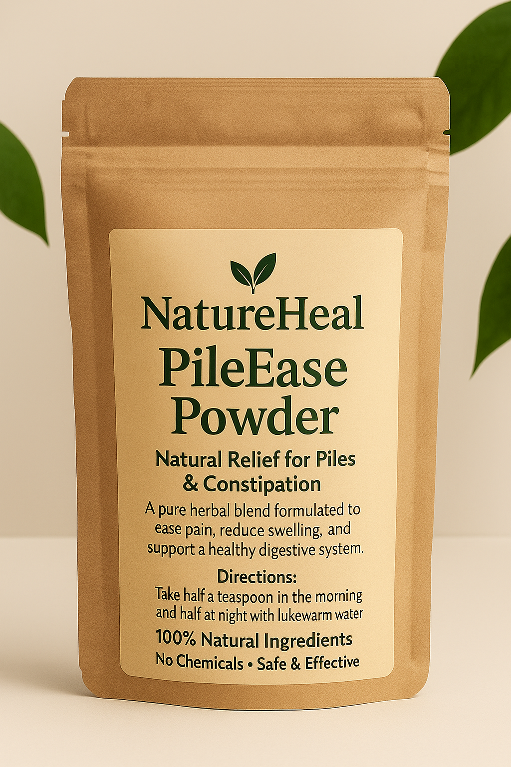 NatureHeal PileEase Herbal Powder – Natural Relief for Piles, Hemorrhoids & Constipation